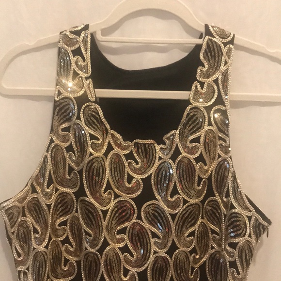 Flapper Gatsby Party Dress – Black & Gold Paisley - Picture 4 of 10